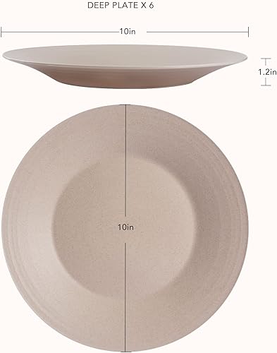 Miniatura 2 de greenandlife Platos de paja de trigo de 10 pulgadas, aptos para lavavajillas y microondas, ligeros, reutilizables, irrompibles, no tóxicos, sin BPA