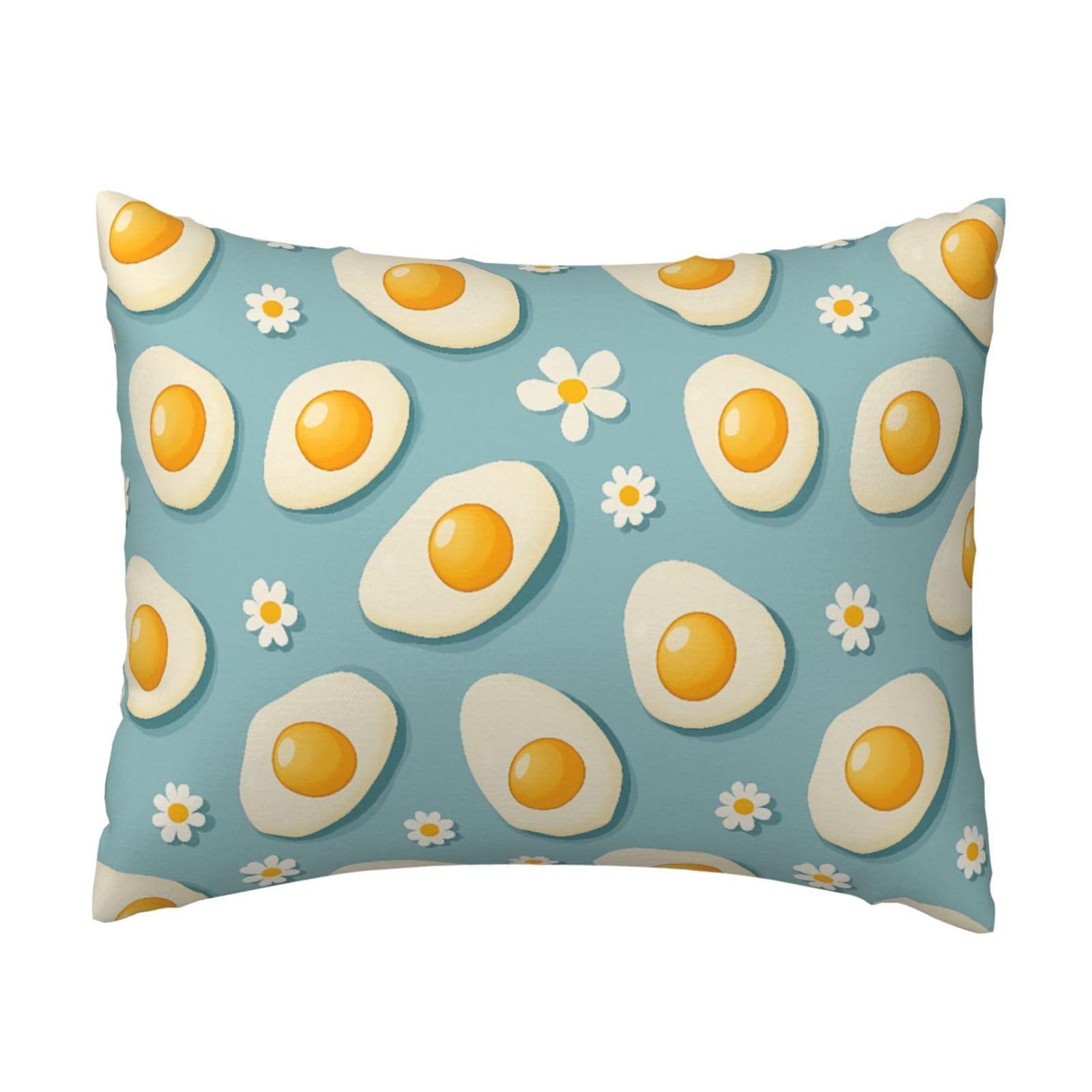 Egg & Daisy Pillowcase Soft Plush with Zipper Decorative Pillowcovers 16x20 in