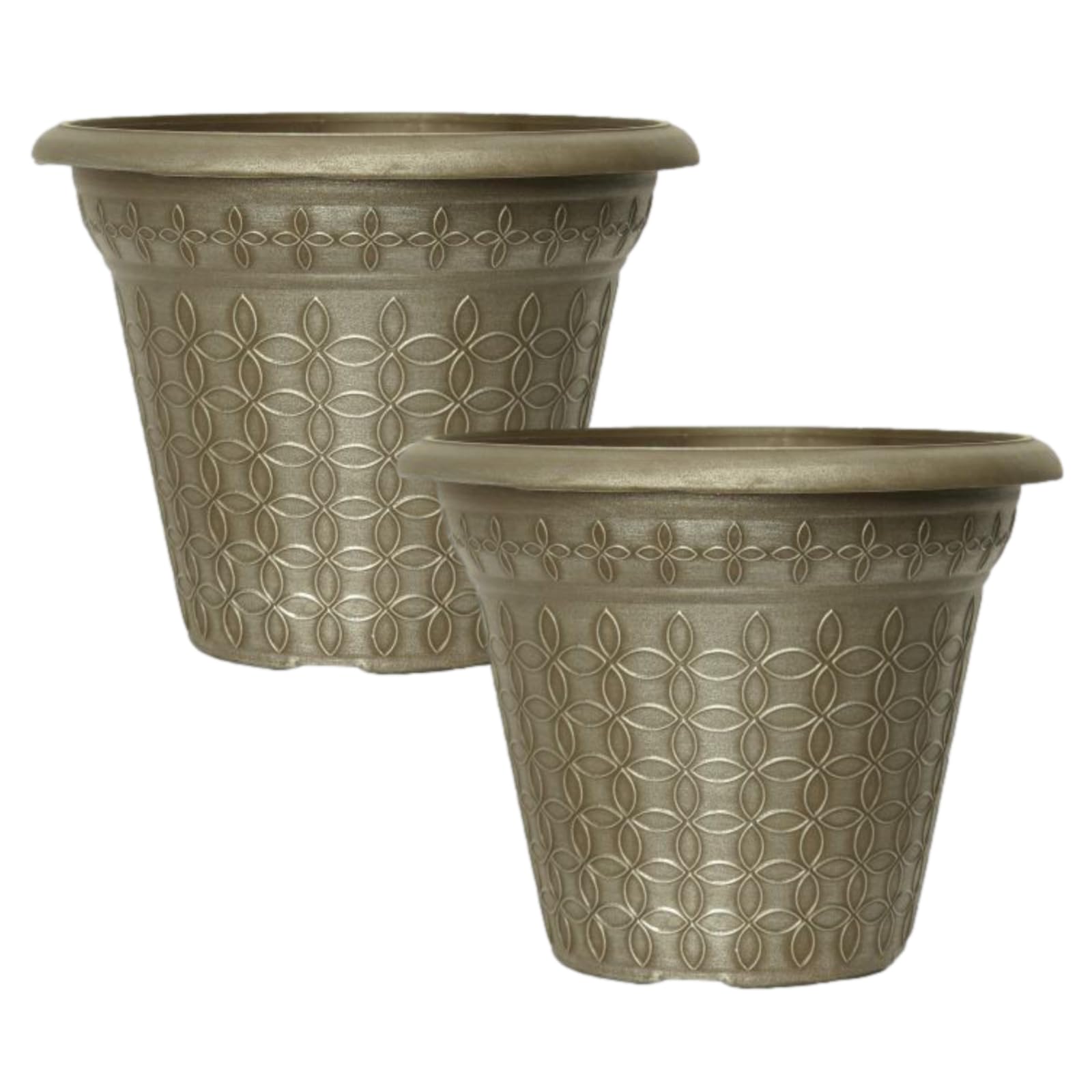 Fyne-Finds Brushed Metallic Cappuccino Set Of 2 Mod Flora Planter 30Cm,12Inch Brushed Metallic Cappucino Plant Pot 9L Indoor Garden