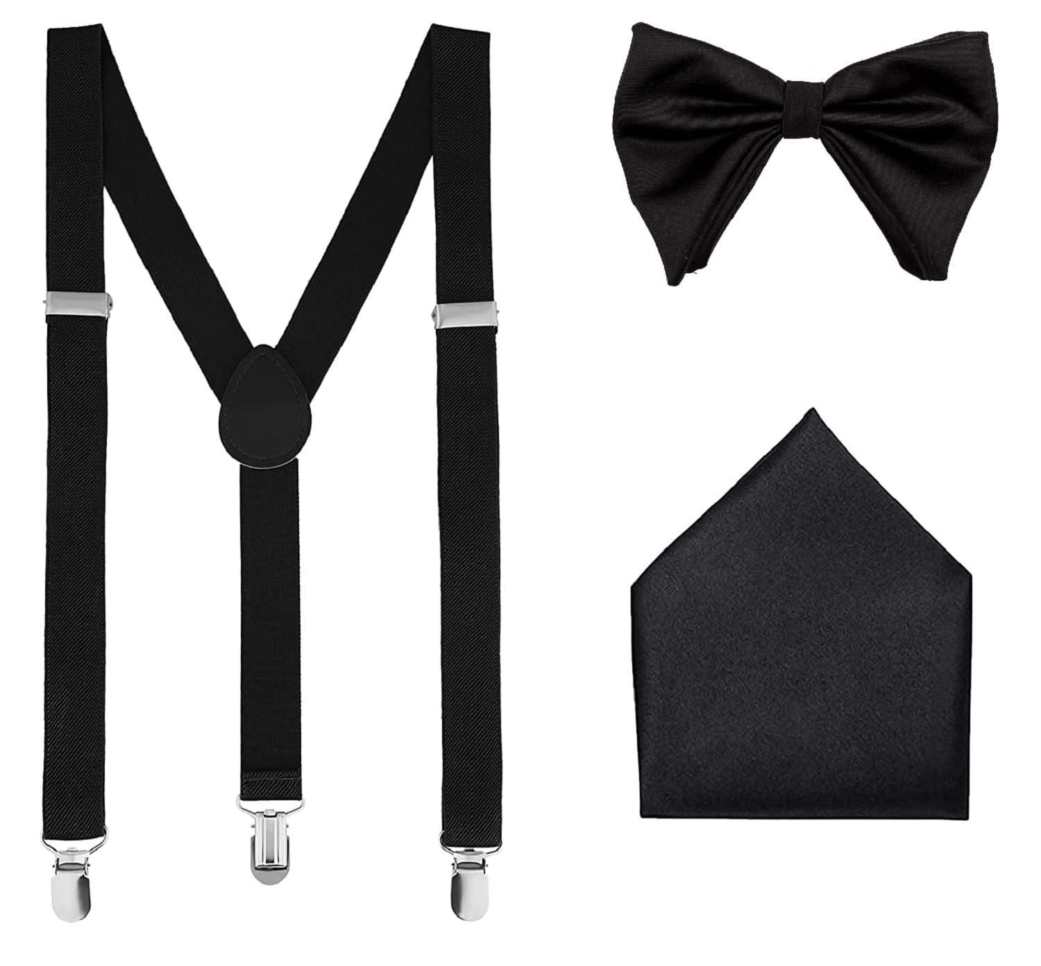 magicx Suspender, Bow Tie, Pocket Square Set for Men's Tuxedo Suspenders : Adjustable Braces, Strong, Premium-picture-23