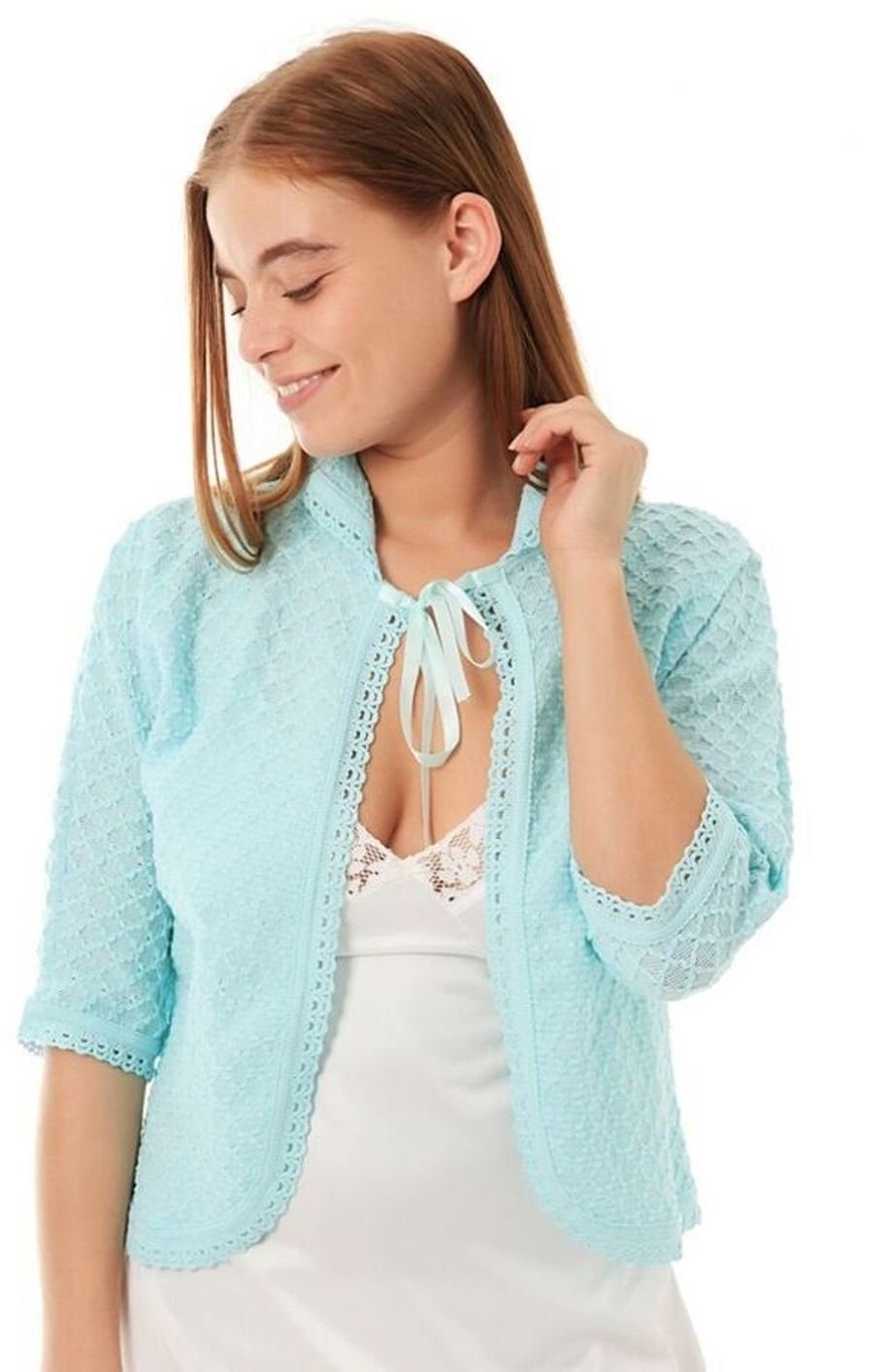 Lady Olga Ladies Knitted Bed Jackets Crochet Design Mint 24-26