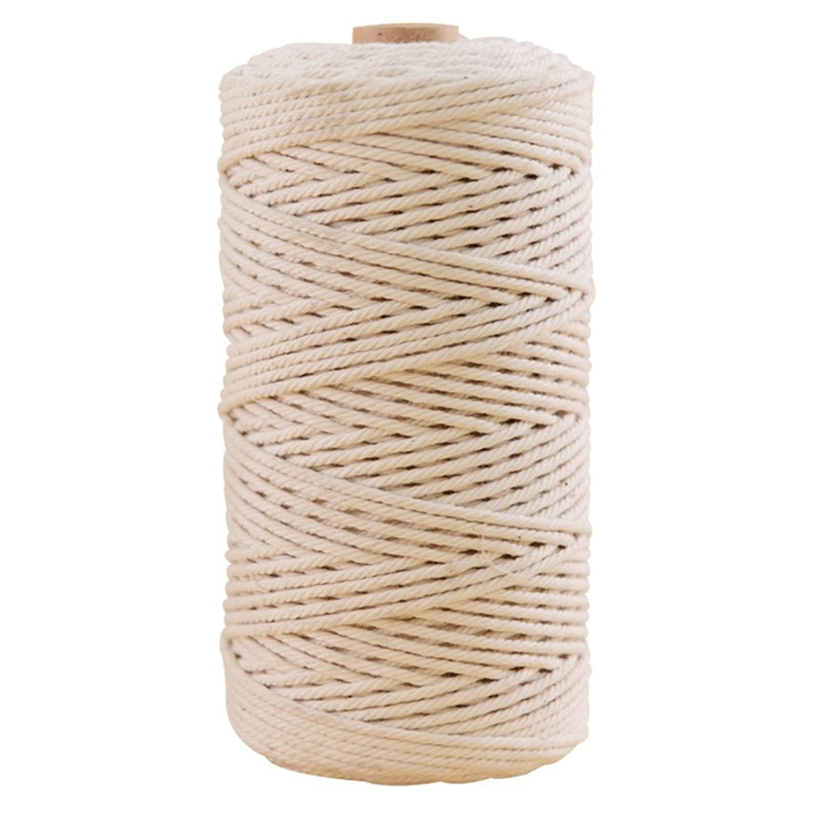 ZNKZJ Baumwoll Makramee Garnfür Makramee Wandbehang,200 m weiches, verdrehtes Makramee-Seil aus natürlicher Baumwolle,Multifunktionales Baumwollstrick-Bastelseil,Beige-5mm