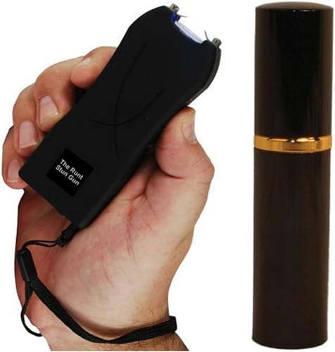 Paquete de protección de autodefensa para mujer (1) pistola paralizante negra de 20 millones de runt y (1) spray de pimienta con lápiz labial Pepper