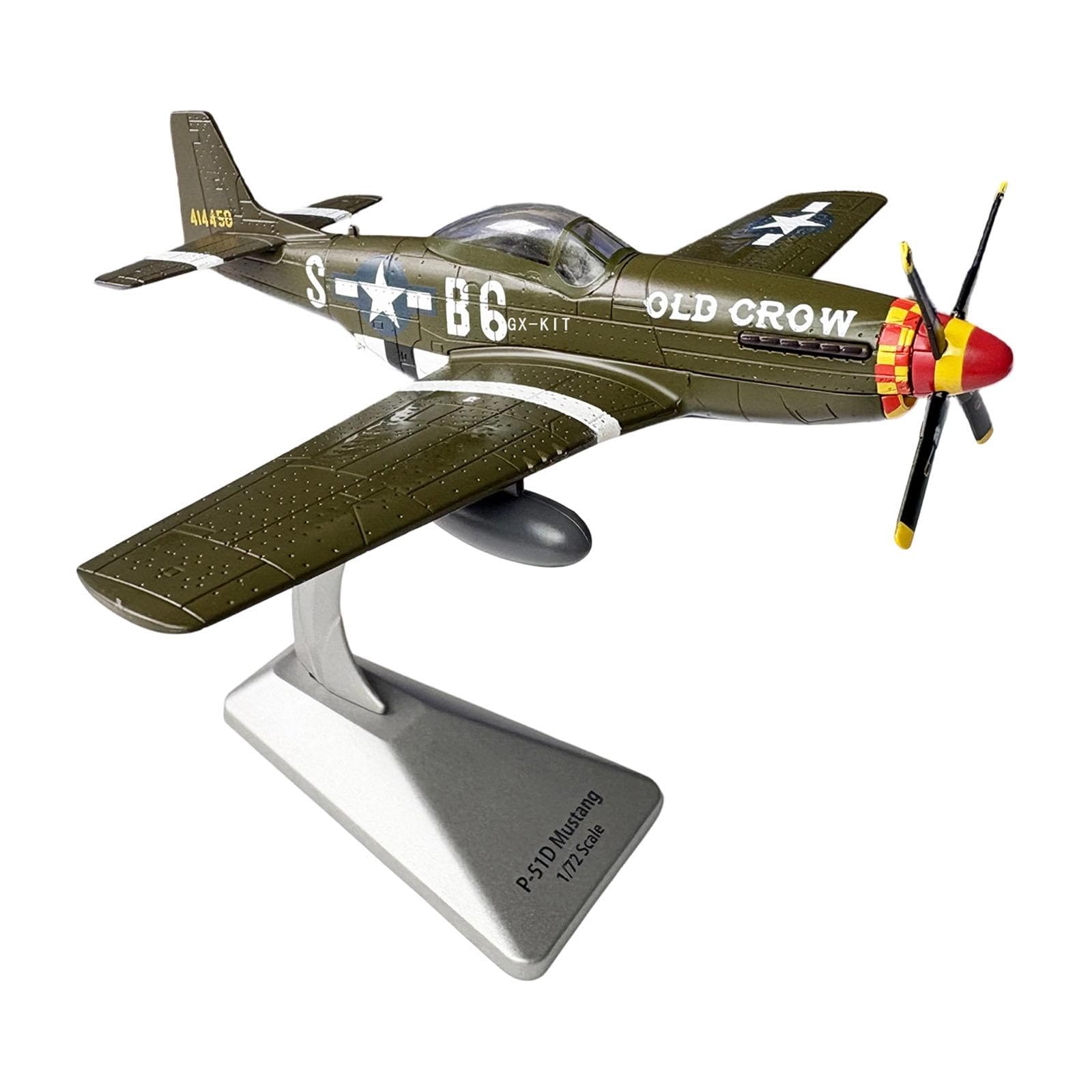 Modellino di Aereo da Combattimento P51D in 1/72 con Base, Ideale per Decorare casa, Mobile TV, Camera da Letto e scrivania.