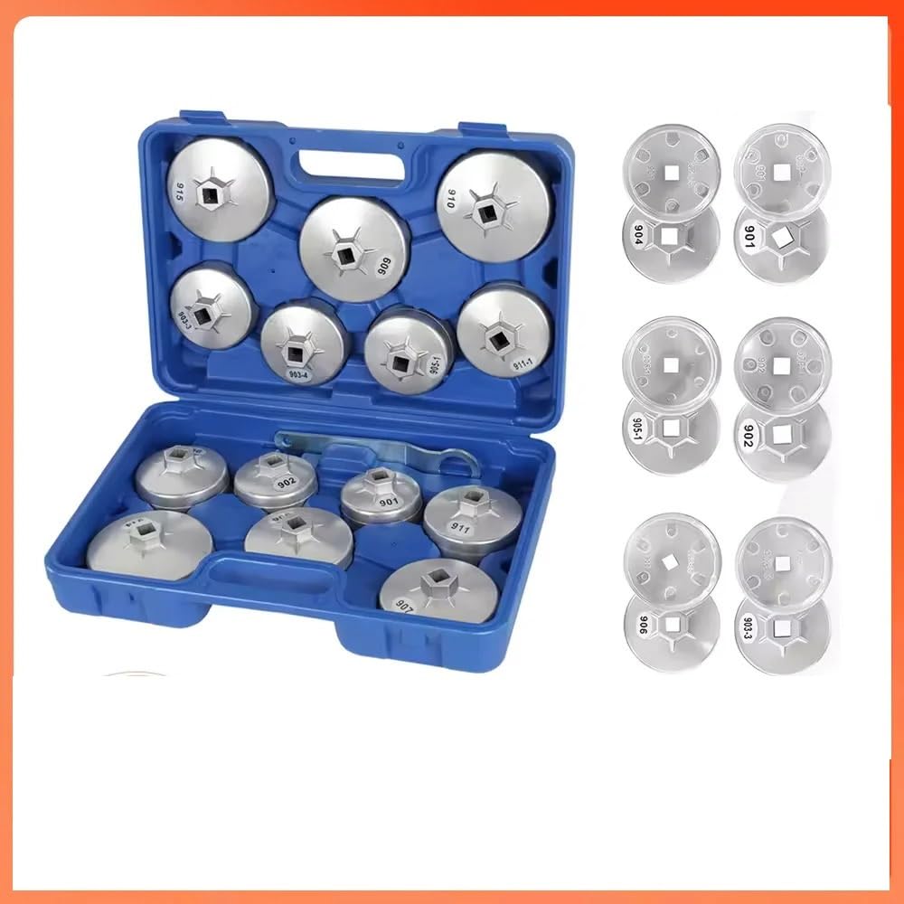 15pcs Set di rimozione chiave filtro olio Set di strumenti di rimozione chiave a tubo in lega di alluminio tipo tazza per riparazione auto Filtro per impianto urea