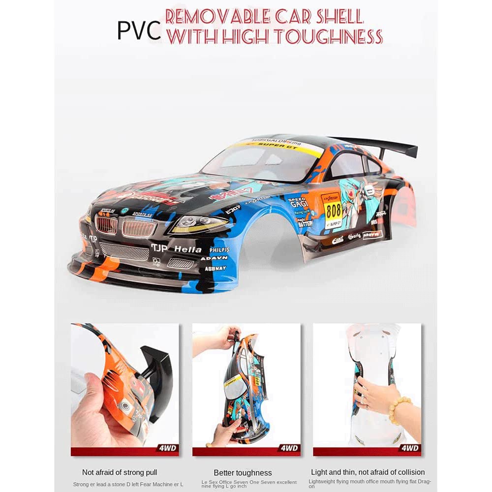 WOLWES Auto RC Auto da Corsa a Drift Veloce da 70 km/h, Veicolo RC da Arrampicata Elettrico da 2.4 Ghz Buggy RC da Drift Elettrico ad Alta velocità 4WD, Camion Giocattolo per Hobby con 2 Batterie, Reg