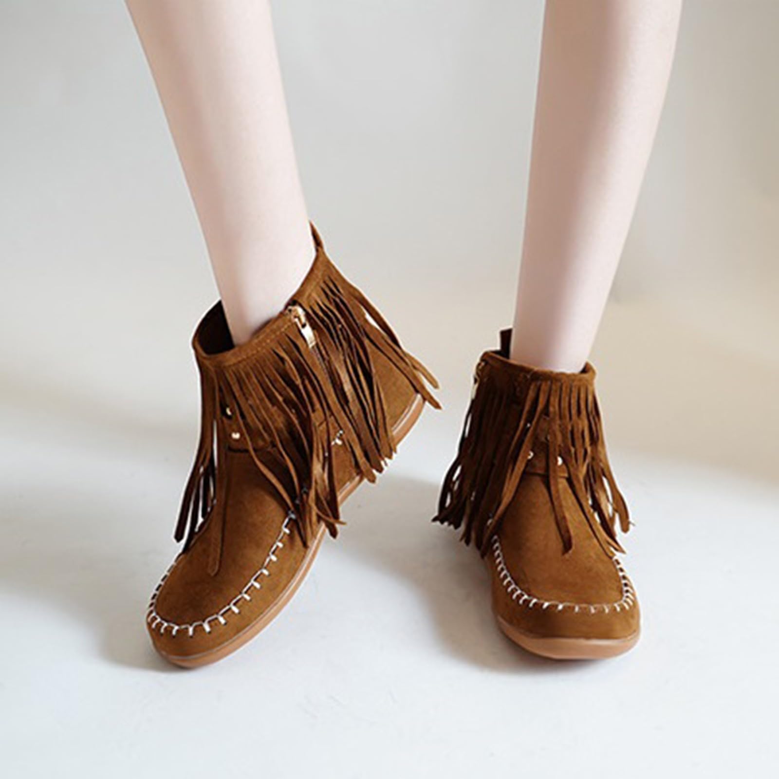 Stivali da cowboy da donna neri con punta rotonda alla caviglia per donna stivali antiscivolo in pelle scamosciata con borchie Primavera, autunno e inverno scarpe casual alla moda classico stivaletto