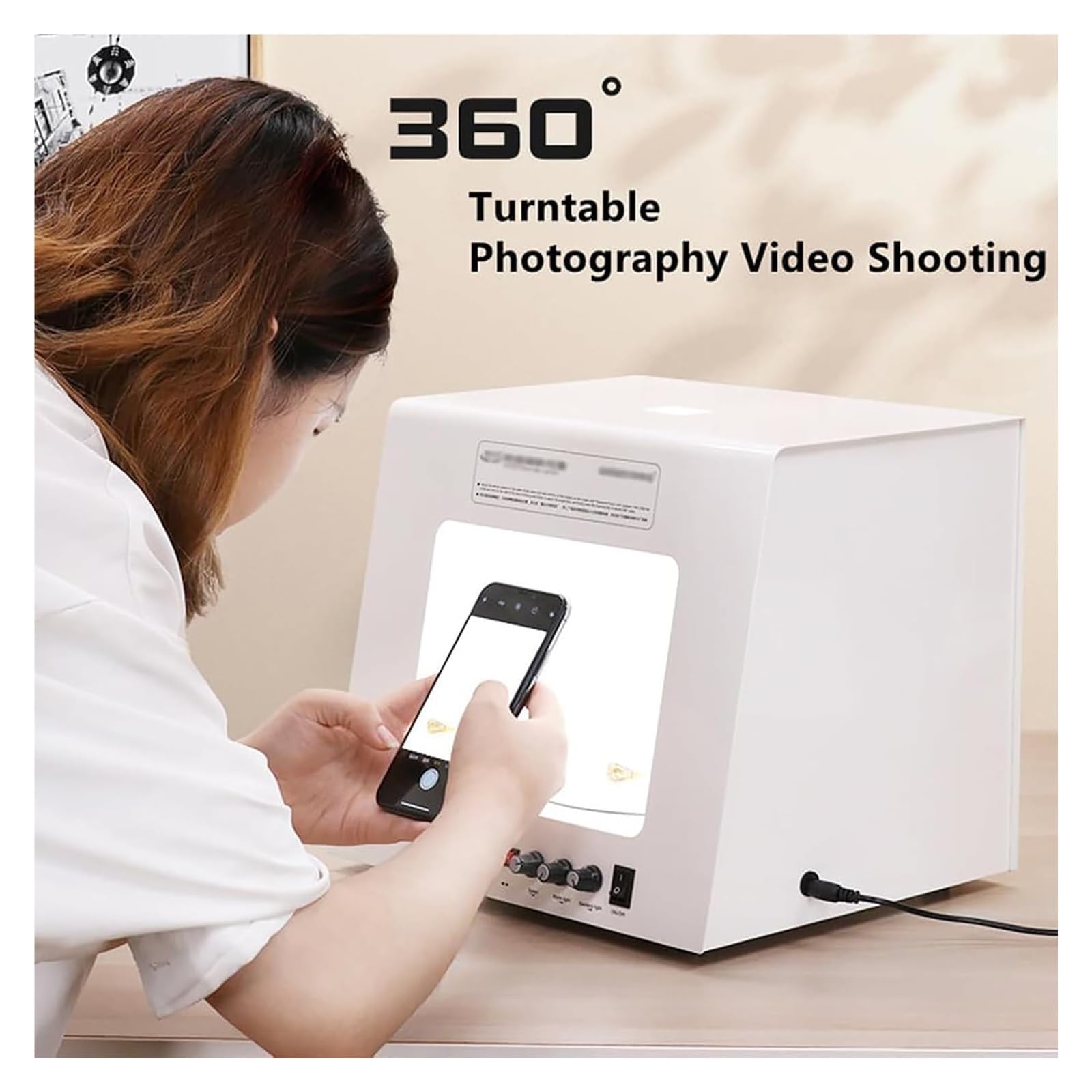 Lbxlhr Professional Mini Jewelry Photo Studio Photography Light Box Softbox Built-in 360°Rotating Turntable,3000-5500k Color Temperatur 5 PP Backdrops for Jewelry Photography Video(TB300)