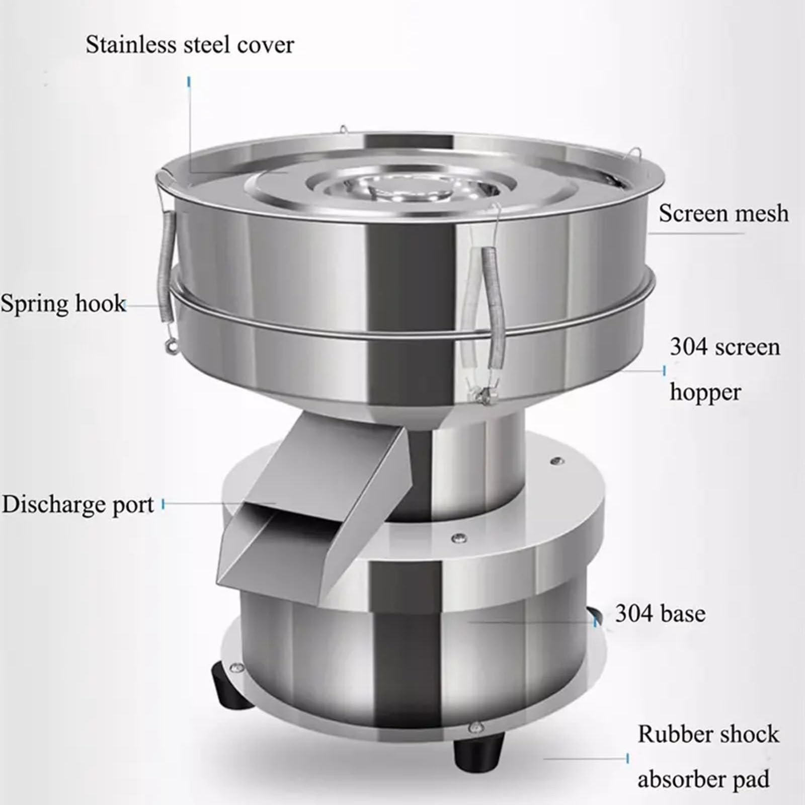Agitador de tamiz automático, máquina de tamiz vibratorio eléctrico de acero inoxidable, 1350 RPM, para partículas de polvo y líquido