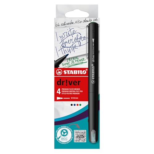 STABILO - Premium-Filzschreiber - dr!ver - medium - 4er Pack - grün, rot, blau, schwarz
