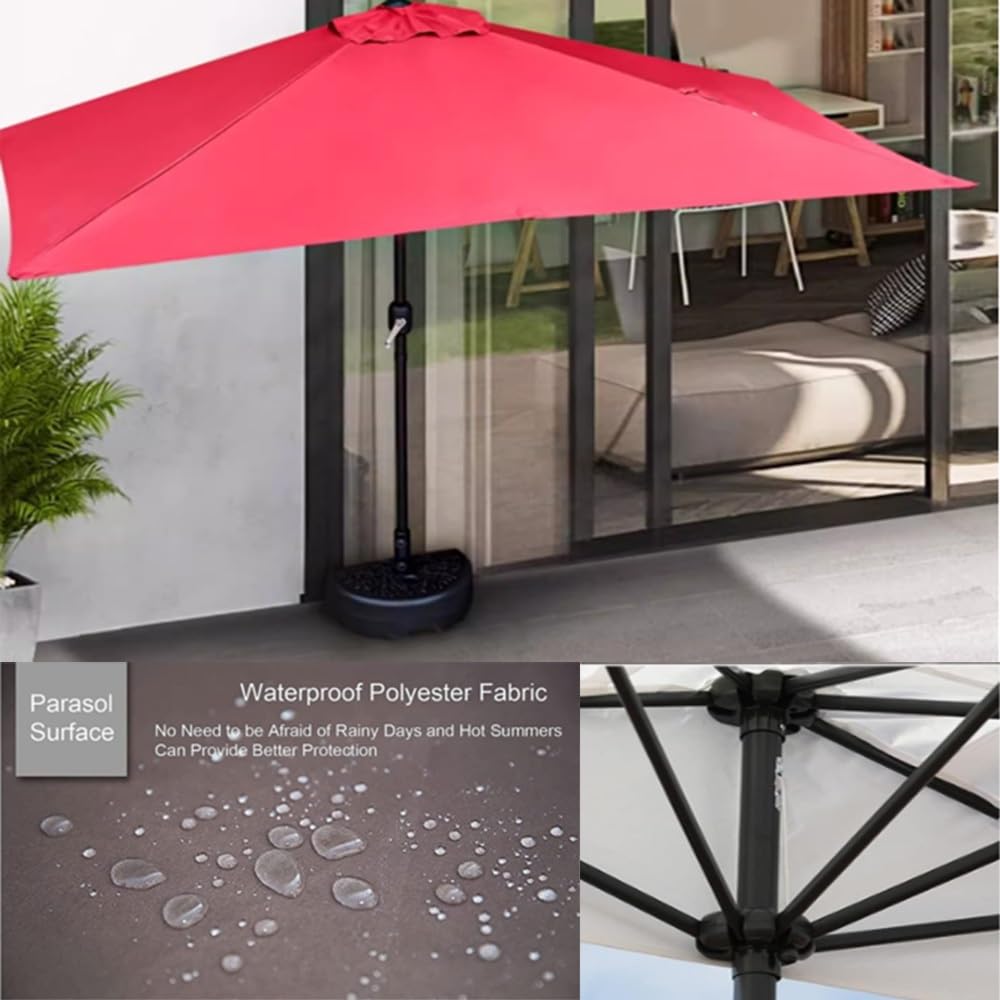 Ombrellone Mezzaluna Rettangolare Ombrello Da Patio Protezione UV | Ombrellone Da Balcone Con Manovella Impermeabile Ombrellone Da Parete 200X100cm 250X130cm