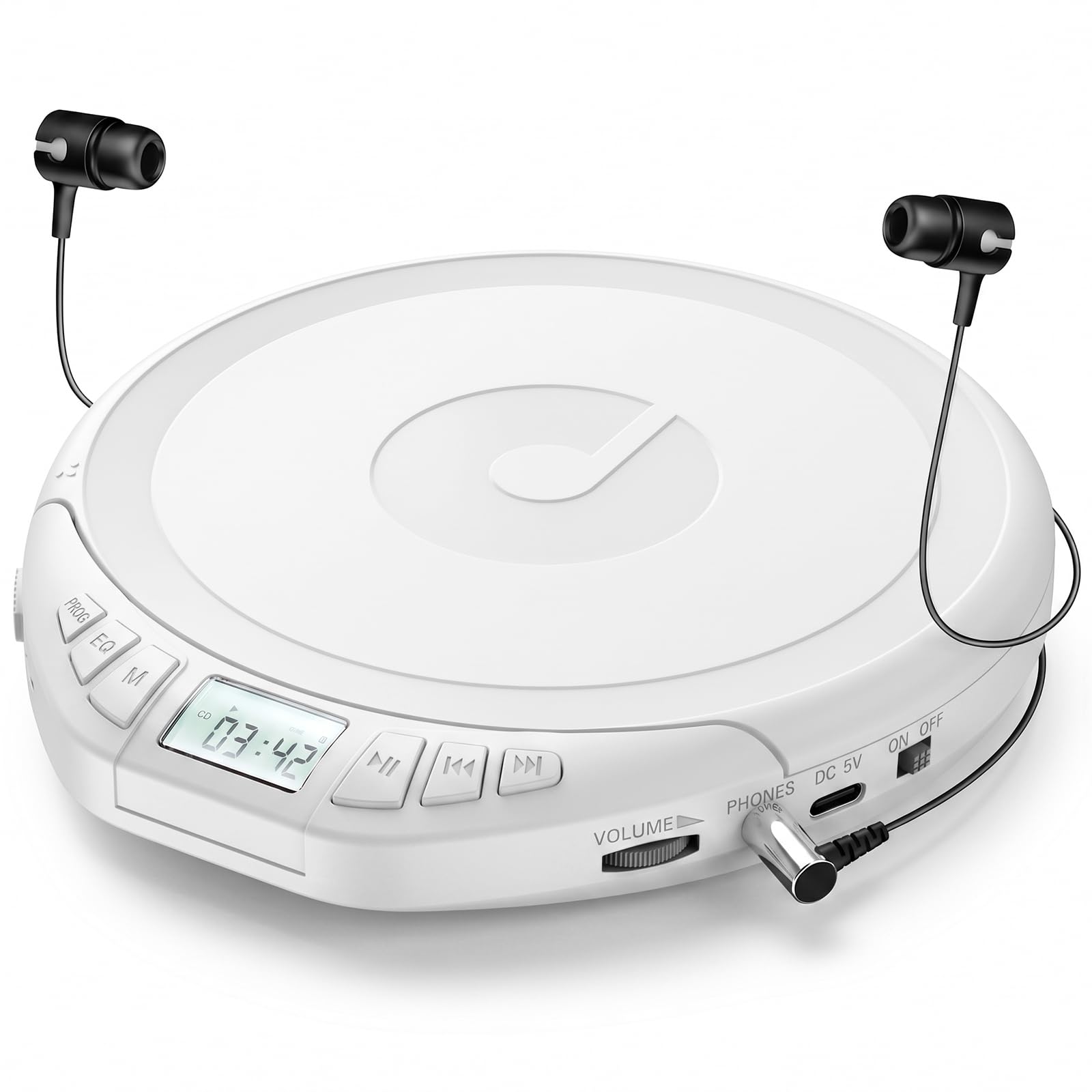 Gueray Portable CD Player with Earphones CD Player for Car Support MP3