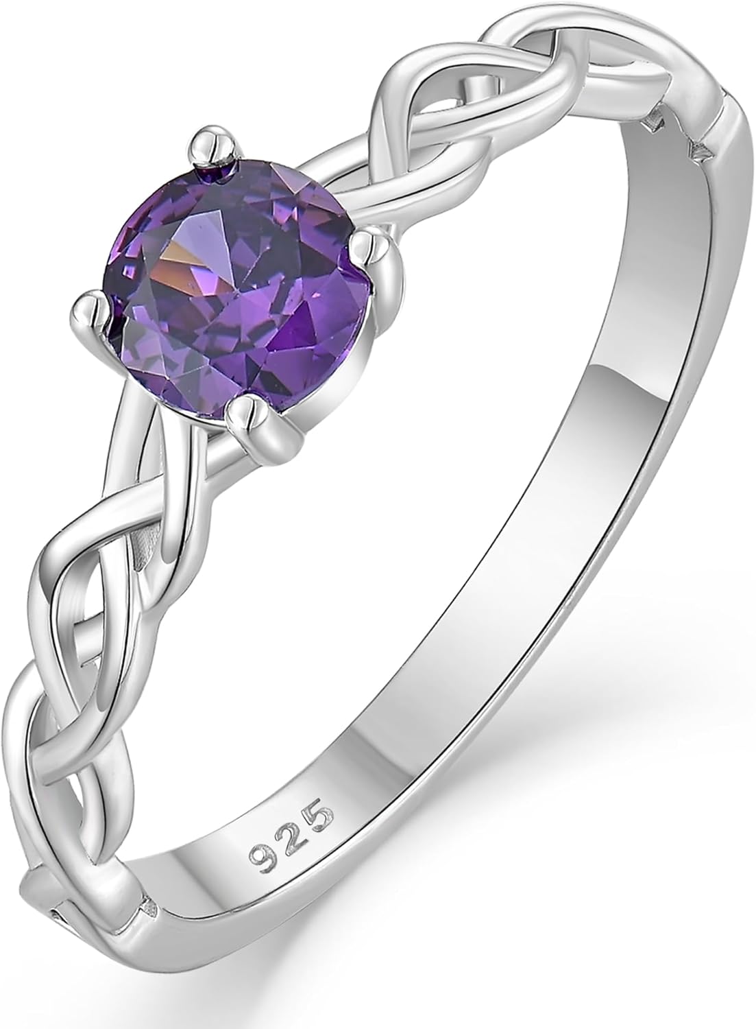 Twisted Ring Women Birthstone Infinity Band Solitaire Sterling Silver Wedding Promise Rings Size 5-10