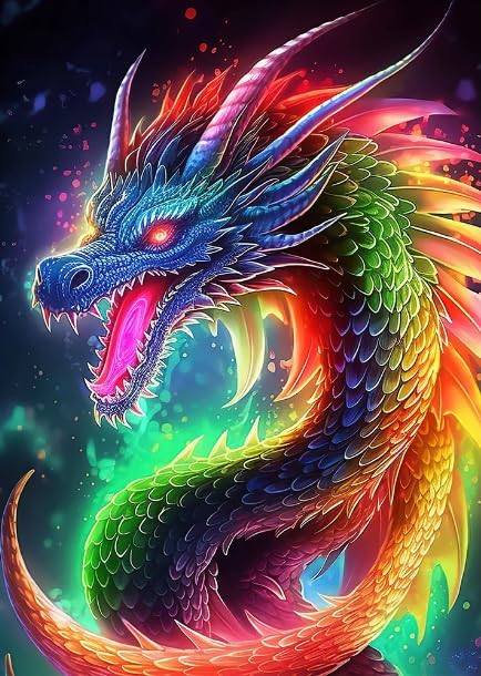 Pintura por números sobre lienzo, kit de pintura de dragón colorido por números para adultos principiantes, pintura al óleo acrílica con imagen sin