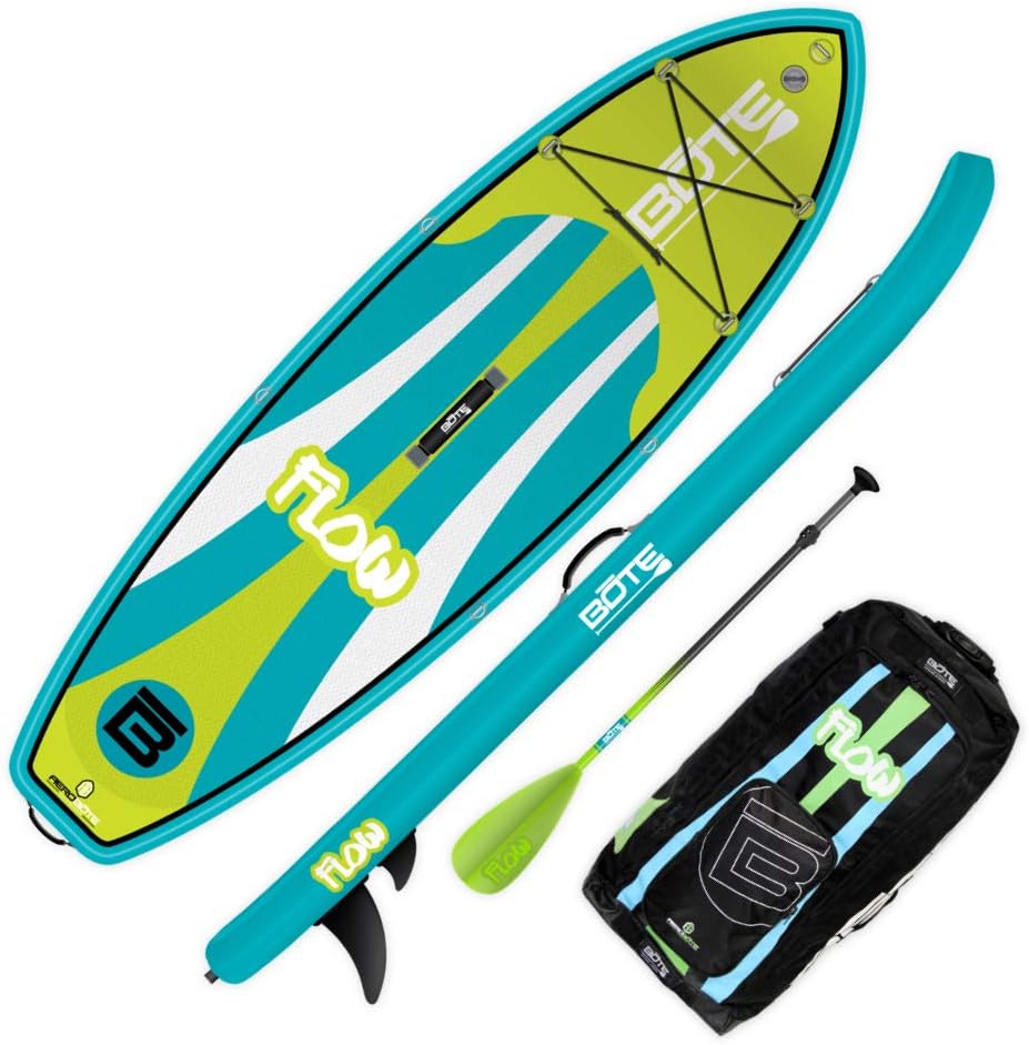 BOTE Flow Aero Kid's Inflatable Stand Up Paddle Board, SUP with Accessories | Pump, Paddle, Fin, & Travel Bag, Native