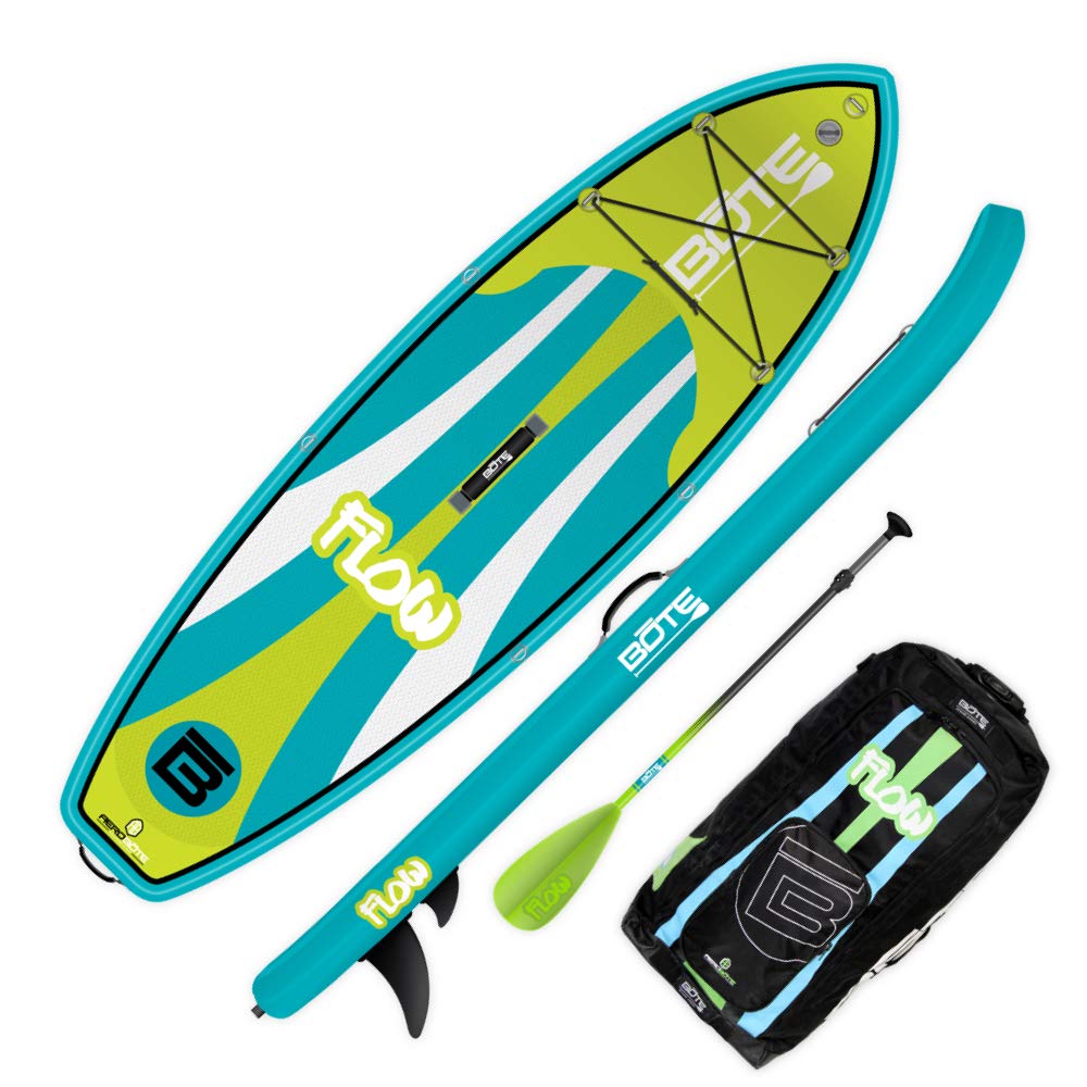 BOTE Flow Aero Kid's Inflatable Stand Up Paddle Board, SUP with Accessories | Pump, Paddle, Fin, & Travel Bag, Native