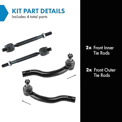 Miniatura 726 de TRQ Juego de varillas de acoplamiento delanteras interiores y exteriores, 4 piezas, compatibles con Chevrolet Cruze 2016-2019 de 16-19 voltios