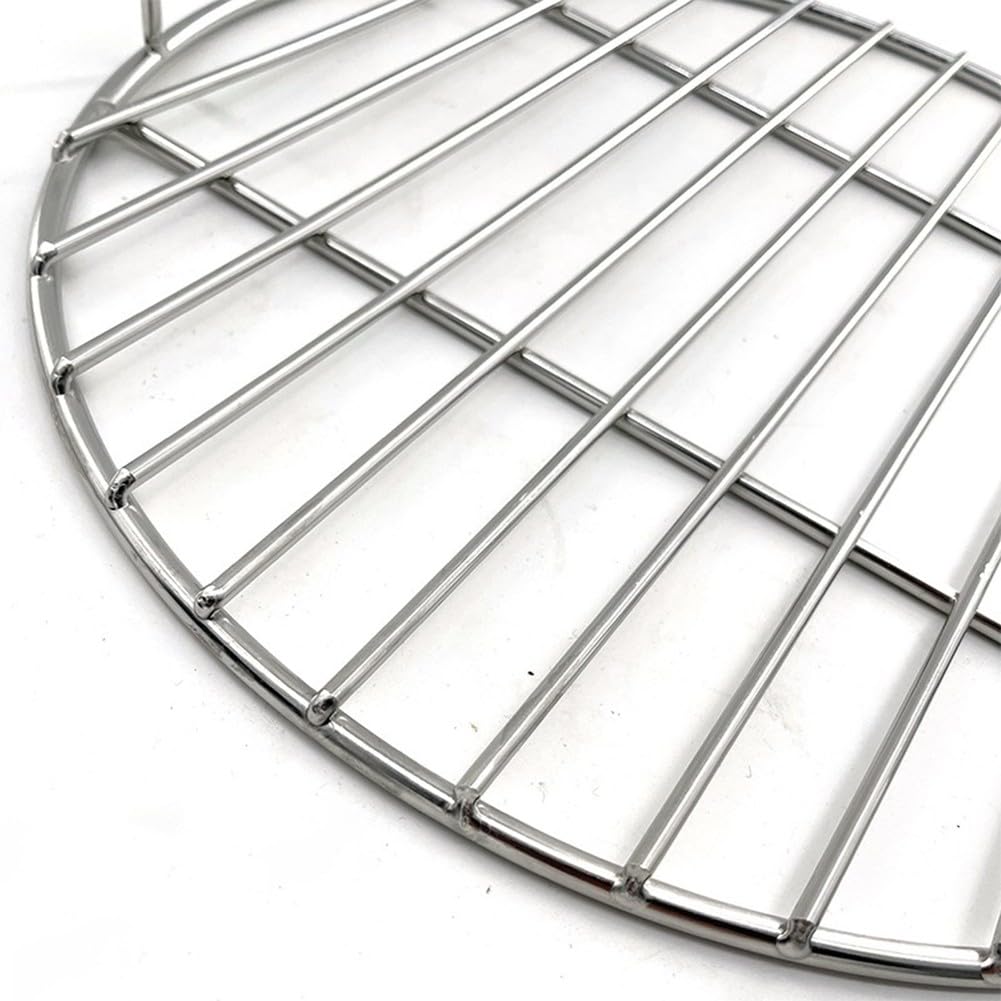 Rejilla redonda de acero inoxidable con asa, rejilla de cocción de 45 cm de diámetro para parrillas Weber 7432 y 57 cm, pieza de repuesto para barbacoa fácil de limpiar (45 cm)