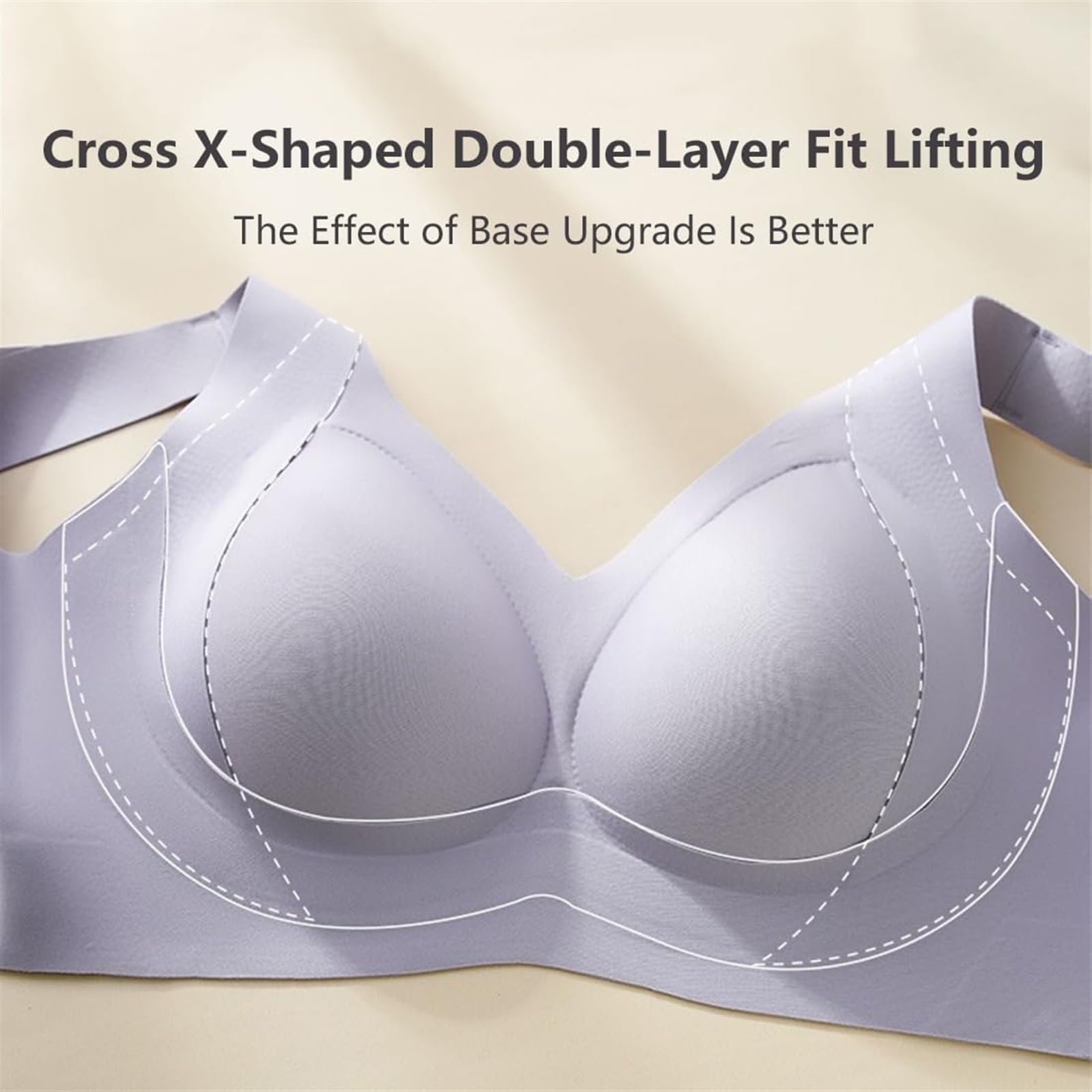 Reggiseno Quotidiano per Donna Taglie Forti Senza Ferretto, Copertura Completa, Reggiseno Sportivo Liscio, Bra Push-up Senza Cuciture, Intimo S-5XL(Beige,M(36/80BCDE))
