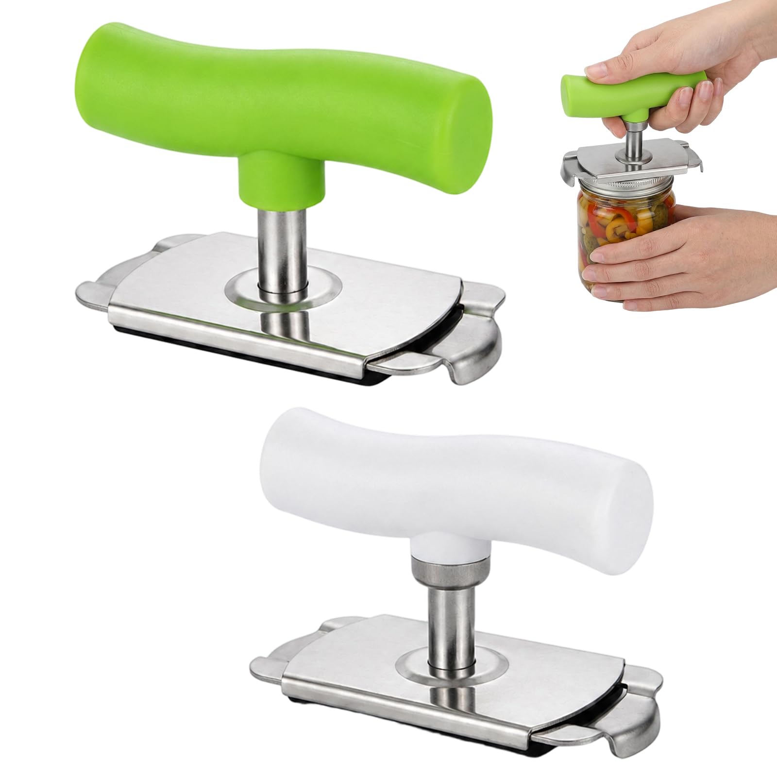 2 PCS Jar Openers Effortless and Colorful, Manual Can Opener with Comfortable Handle, Green and White Kitchen Tool for Easy Lid Opening, Ideal for Home Kitchen Use