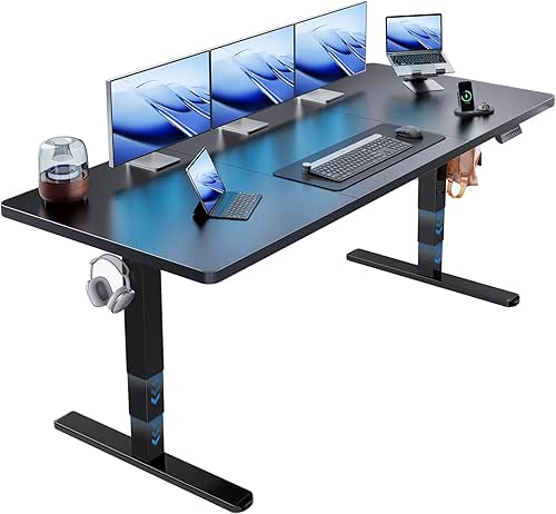 HUANUO 71x30 Inch 3-Stage Legs Electric Standing Desk, Large Height