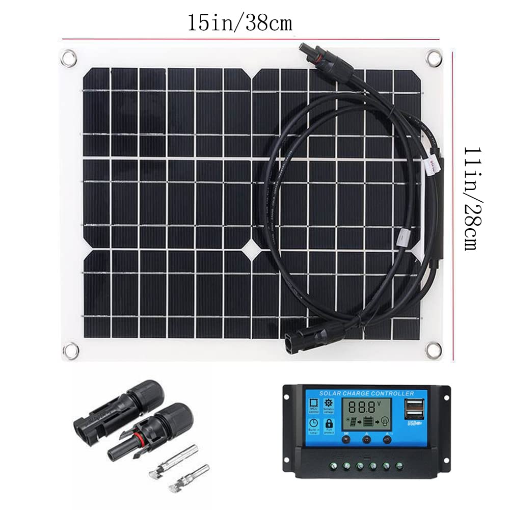 Kit de panel solar, kit completo de panel solar, paneles solares monocristalinos de 300 W y 18 V, kit para RV fuera de la red con controlador de carga PWM de 10 A a 60 A para camping, RV, portátil,