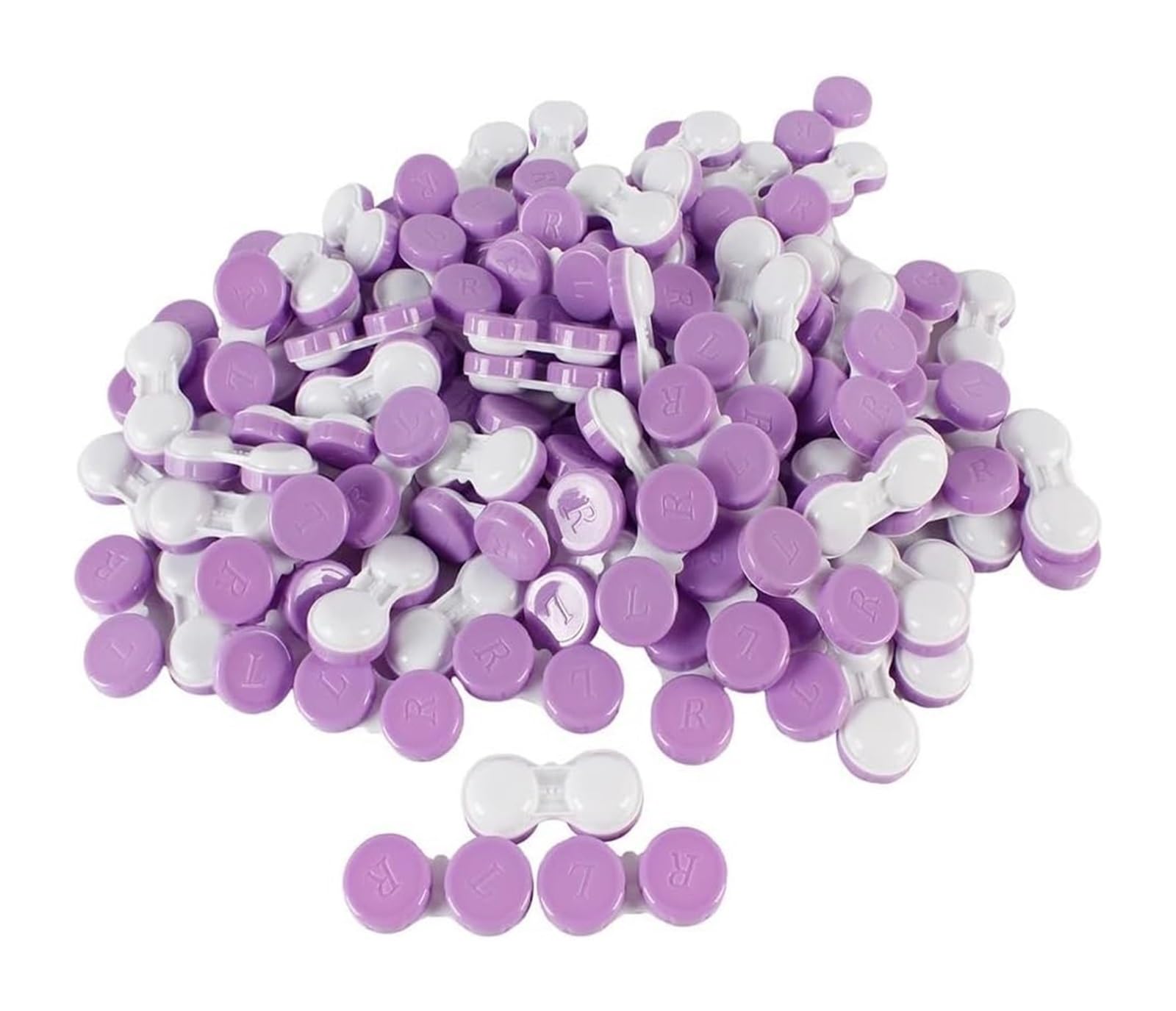 Pudełko na soczewki kontaktowe, Etui na soczewki kontaktowe 100 szt. Wielokolorowe pudełko pojemniki lewe prawe oko(Purple)