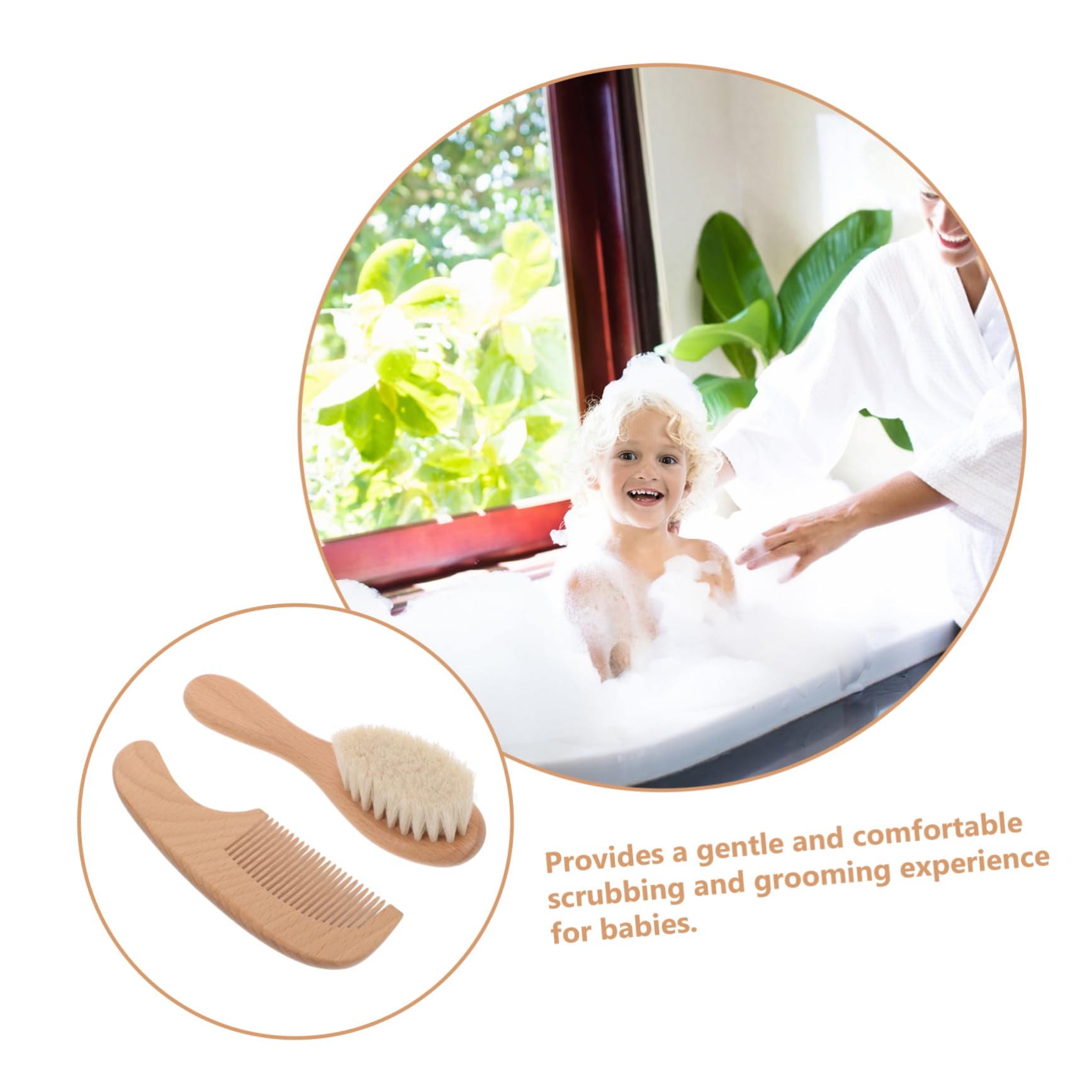 TOYANDONA 5juegos Cepillos Para Bebés De Madera Natural Peine y Cepillo Para Cuidado De Nacidos y Baño De Aseo