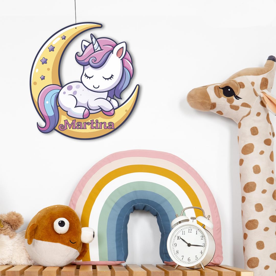 Mini Targa Personalizzata Unicorno #3 Per Bambini - Nome Qualsiasi Per Bici, Carri, Parete