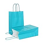 AZOWA Teal Gift Bags with Handles Mini Kraft Paper Bags for Party Favors (6 x 2.4 x 4.3 in, Teal, 12 Pcs)