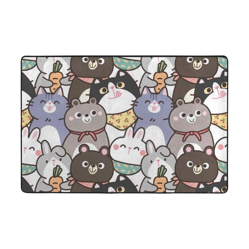 Tapis mignon ours lapin chat velours corail doux 152.4x99cm