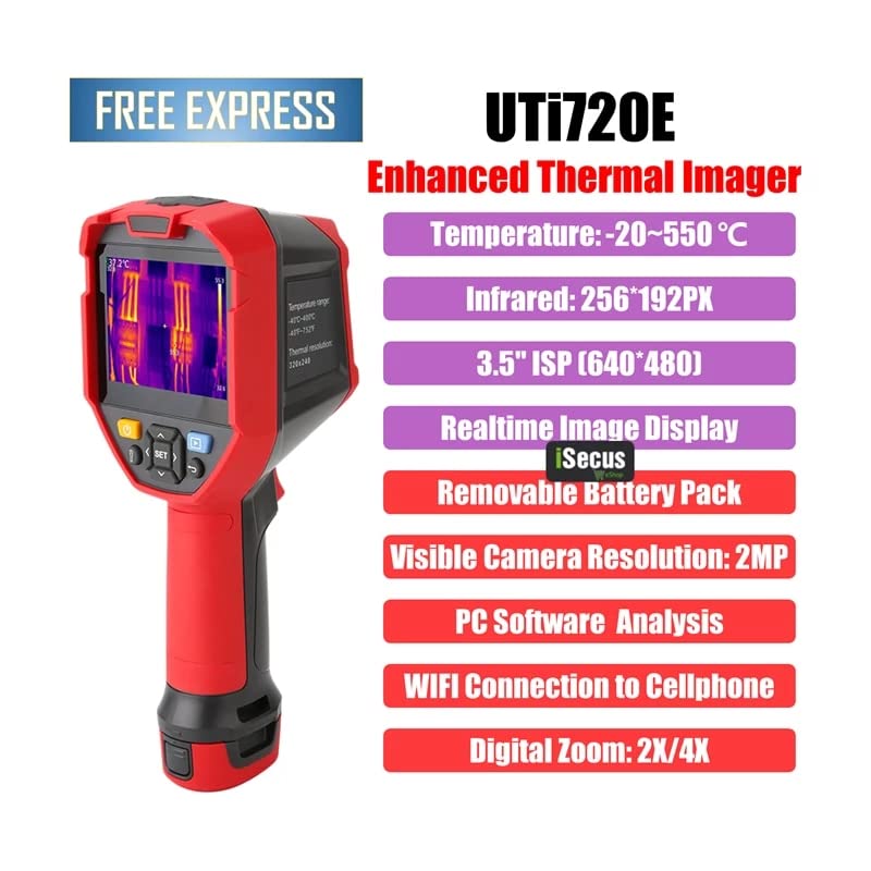 UNI-T Uni-Trend IR Camera UTi720E Infrared Thermal Imager High Resolution Handheld Thermal Imager PCB Circuit Floor Heating Detection,IR Resolution: 256x192 Frequency Frame: 25Hz(UTi720E)
