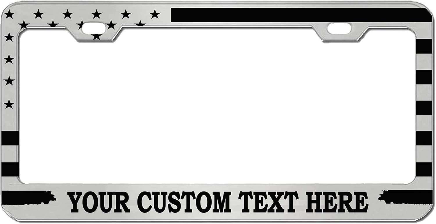 in God We Trust USA Flag Style Heavy Duty Metal License Plate Frame Personalised/Car Accessories Car Tag Holder Cover (Chrome/Black/Black)