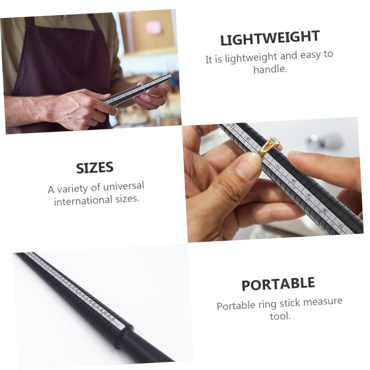 OSALADI Ring Sizer Tool Set Ring Measuring Rod Jewelry Ruler Lightweight for DIY Enthusiasts