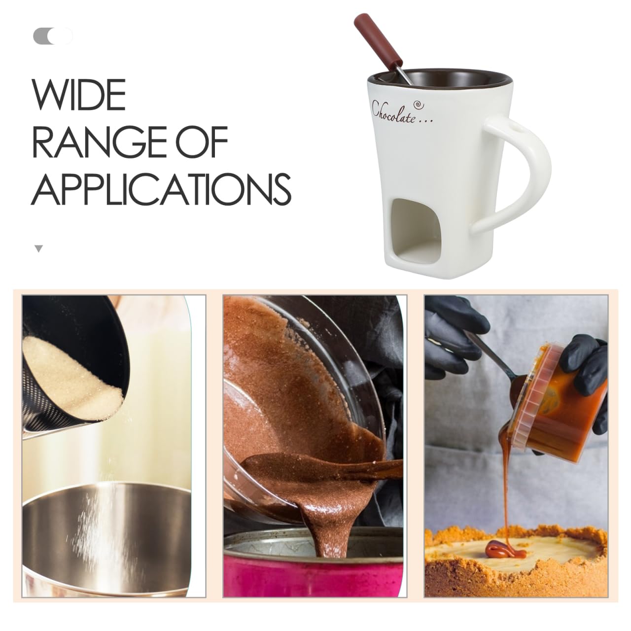 Garneck 2 Juegos Olla multifunción Hot Chocolate Taza Porcelana fundir Chocolate crisol de Fondue de Chocolate Mini Olla de Fondue Maceta Calentador de Queso cerámica