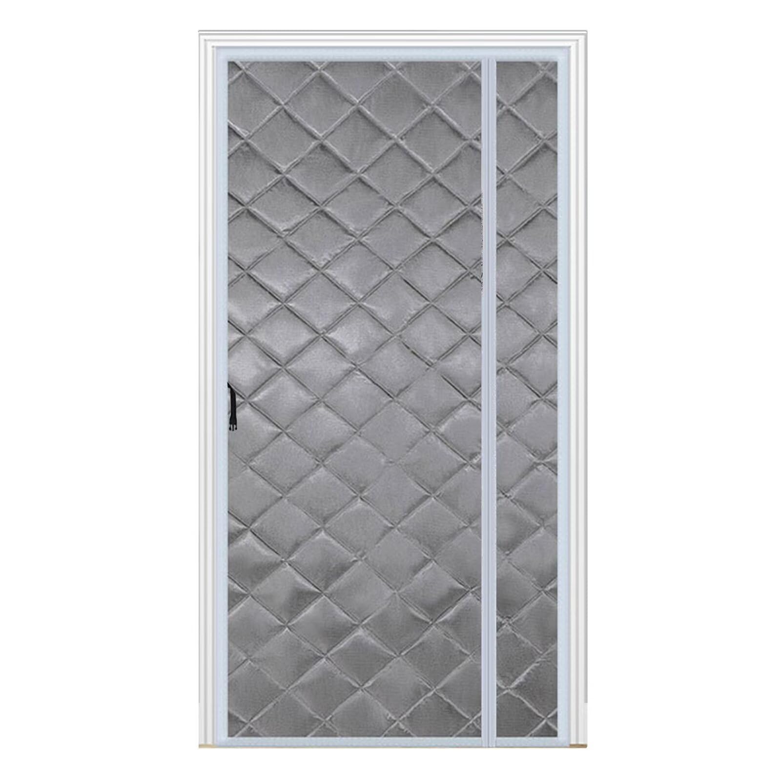 Wärmeschutzvorhang 110x220CM, Kälteschutz warm Hitzeschutz Magnetvorhang Tür Automatisches SchließEn Frei Magnetisch, für Schlafzimmer,Drinnen und Draußen- Grau mit Seitenöffnung