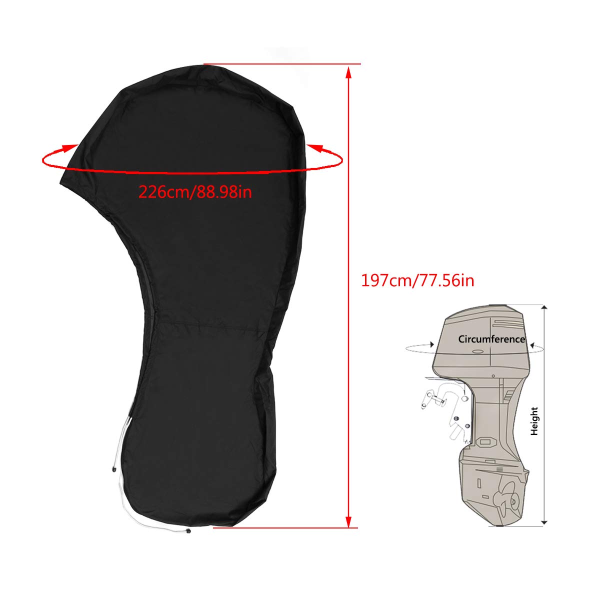 dDanke Black Full Outboard Motor Cover Fits Boat Motors 100-150HP Waterproof Rainproof Cover
