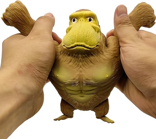 Miniatura 3 de Juguete de mono de goma marrón de gran tamaño, divertido juguete de gorila para apretar, juguete elástico para el estrés de gorila para niños y