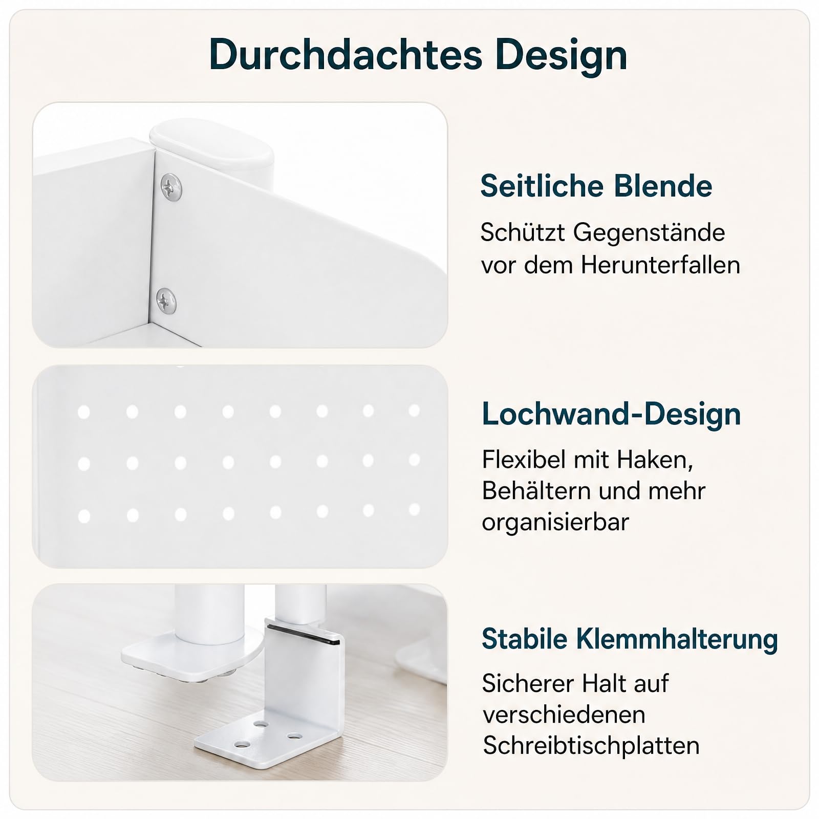 Verstellbares Schreibtischregal zum Anklipsen für Büro