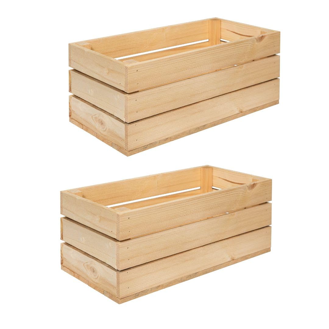 Scatola rettangolare in legno – Scatola decorativa in legno – Set da 2 vasi per piante, fioriere e scatola portaoggetti - 40x20x17 cm - Ideale per decorazione, fiori e organizzazione