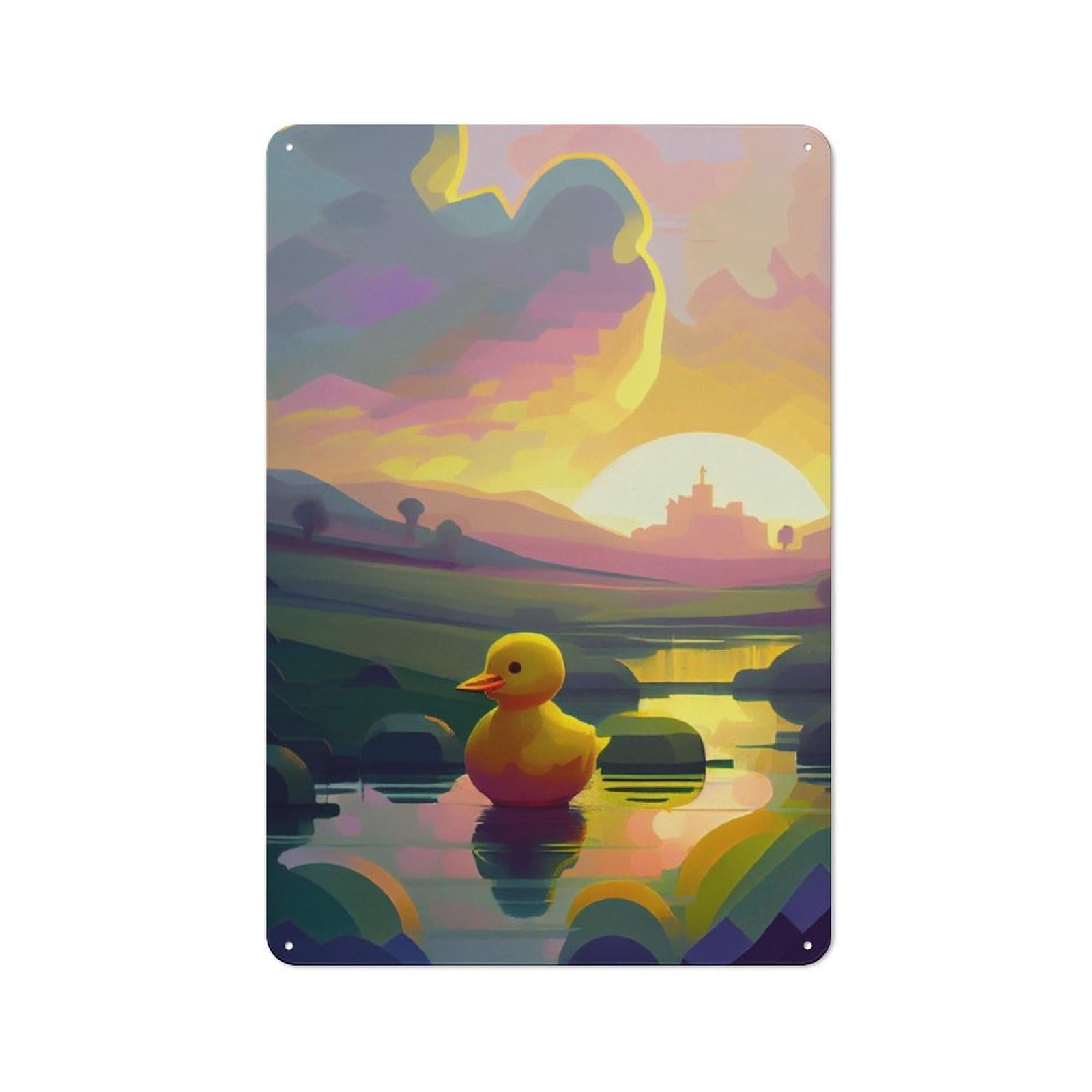 Junmoney Yellow Rubber Duck Nature Vintage Tin Sign 30X20cm With For Garage Wall, Suited To People Furnishing A Garage