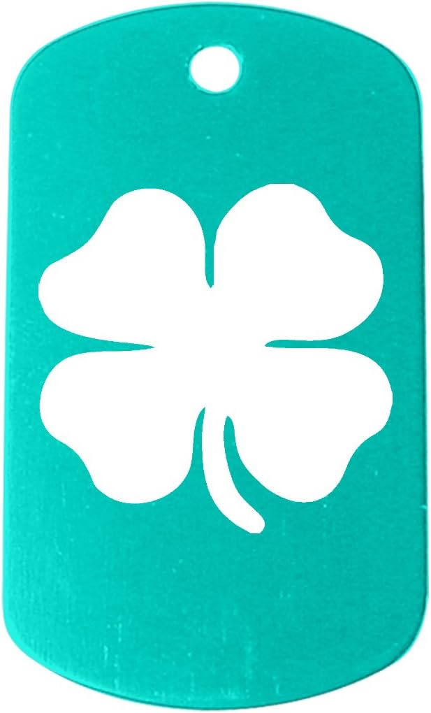 Light Blue Dog Tag Only No Chain 4 Leaf Clover