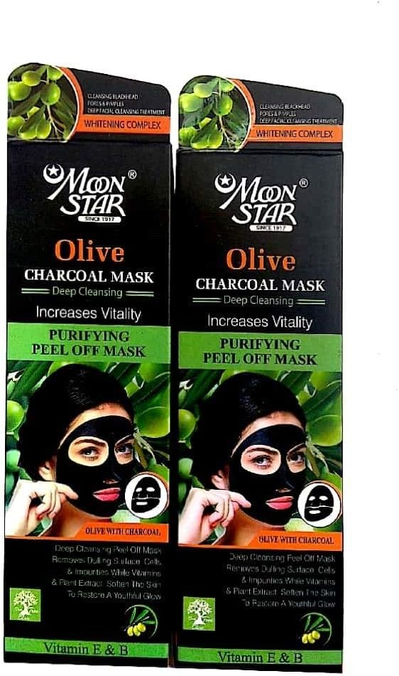 Moon Star Charcoal Peel Off Mask | Skin Detox & Instant Glow | Benefits Of Rosemary Oil & Eucalyptus Oil (100ml)