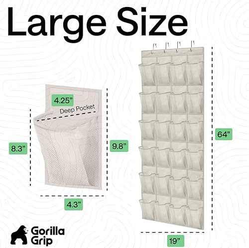Miniatura 7 de Gorilla Grip - Organizador de zapatos grande de malla transpirable con 24 bolsillos, hasta 40 libras, ganchos resistentes, ahorro de espacio