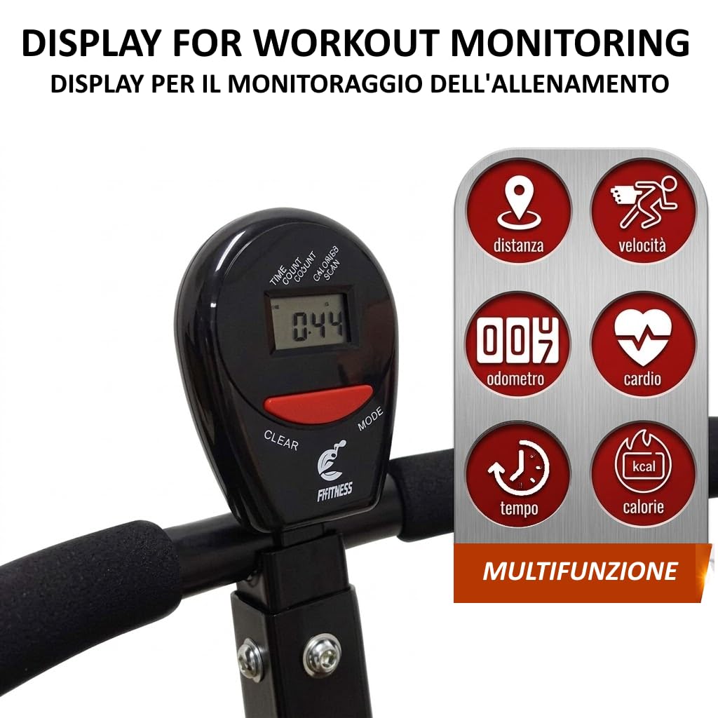 Total Power Body Crunch Multifunzionale con Display LCD – Attrezzo Home Fitness Total Body per Addominali, Glutei, Gambe, Braccia e Pettorali – Nuova Versione Rinforzata Più Robusta