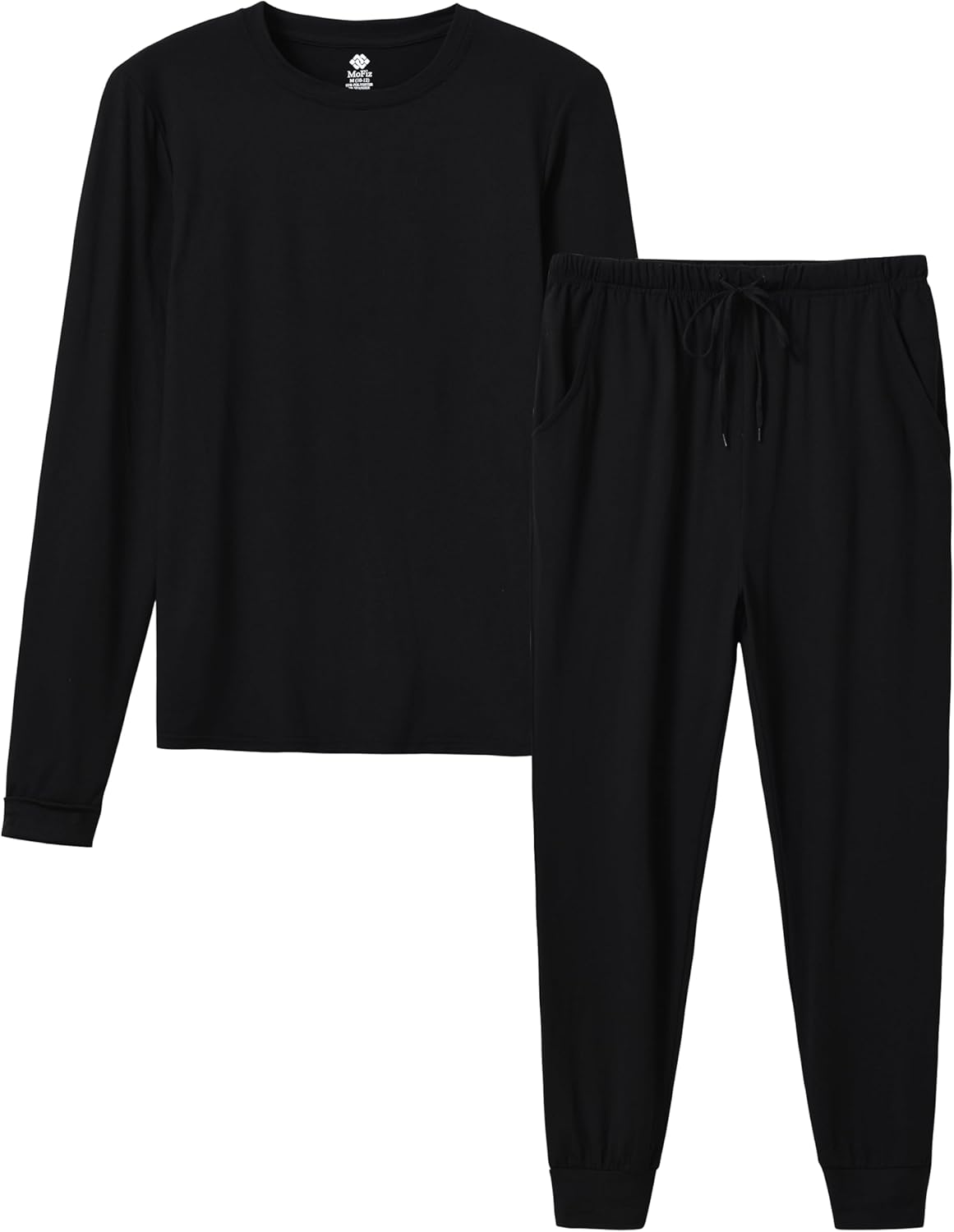 MoFiz Pyjama voor kinderen, lang, zacht, comfortabel, tweedelig, lange mouwen, pyjama en broek, geruit, 8-18 jaar, Zwart, 128-140