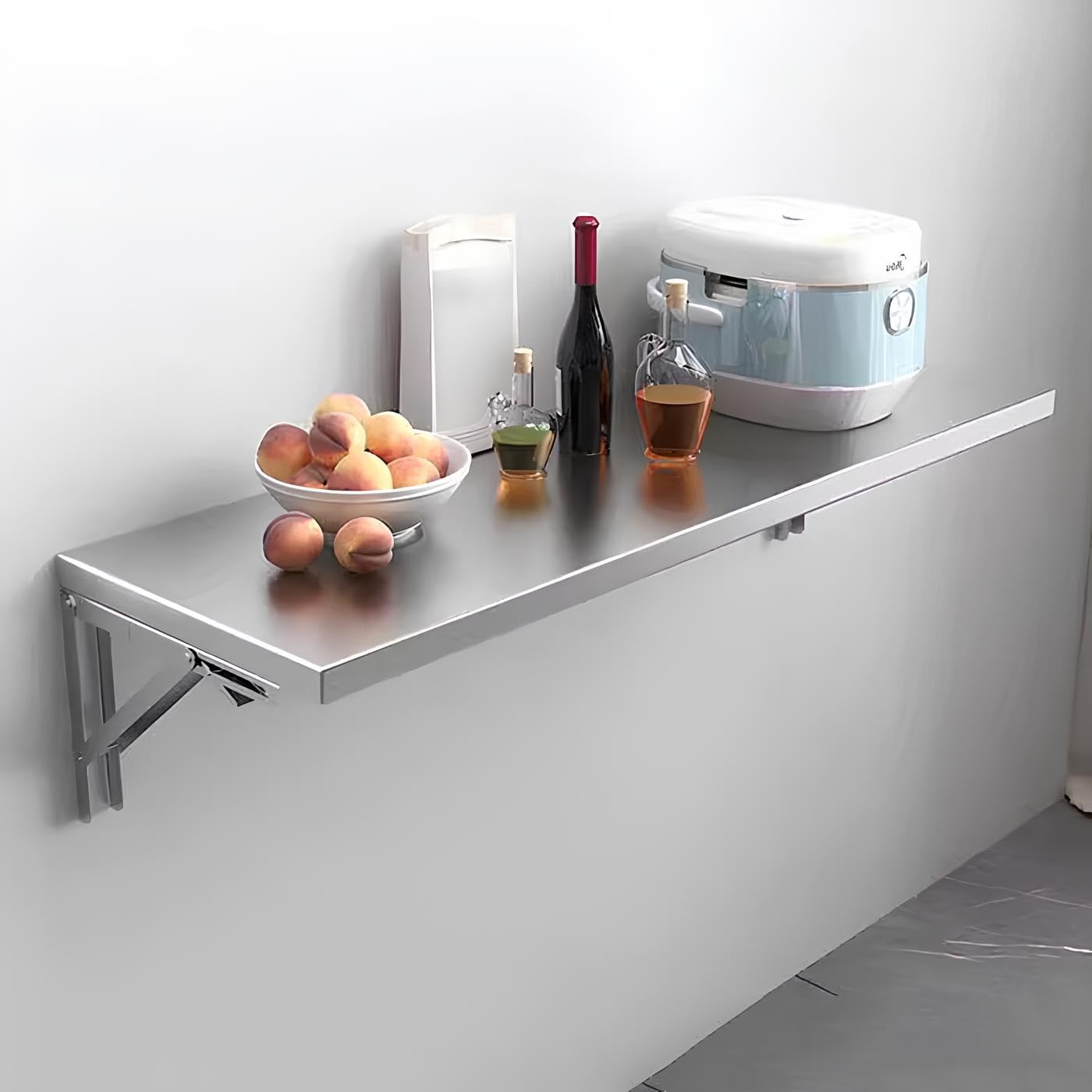 Table pliante murale bureau flottant acier inoxydable pour petit espace