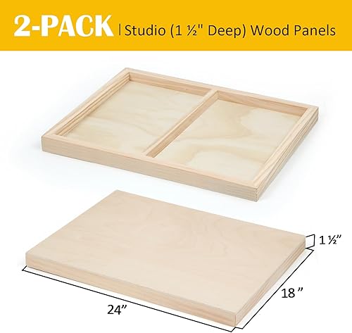 Miniatura 2 de Falling in Art Paquete de 2 paneles de lienzo de madera sin terminar, kit de paneles de madera de abedul de galería de 18 x 24 pulgadas, tablas de
