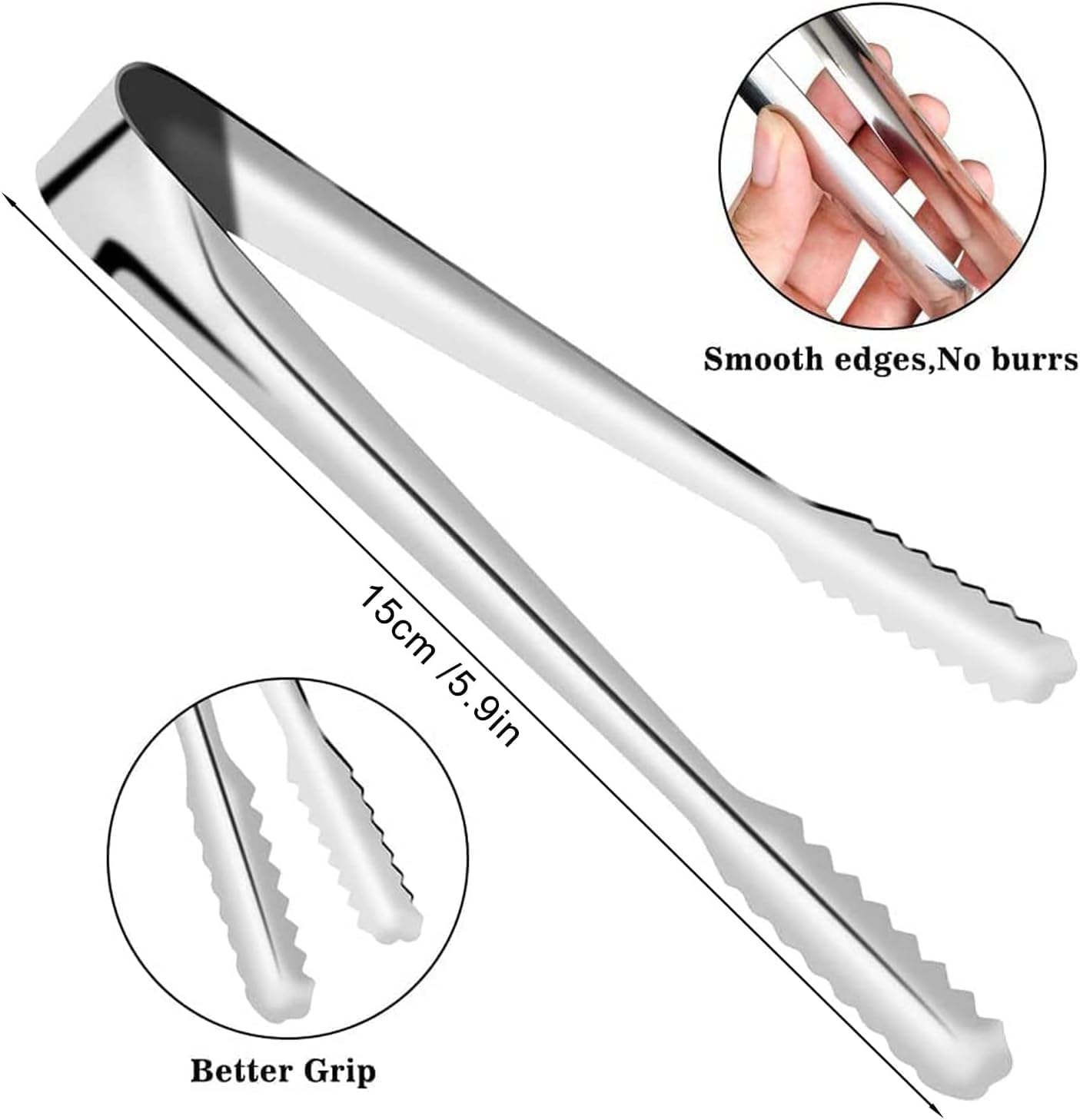 Stainless Steel Ice Sugar Tongs Mini Serving Tongs Small Tongs for Food Sweets Bread Cake Kitchen Wedding Party Bar Bucket(10 Pcs)