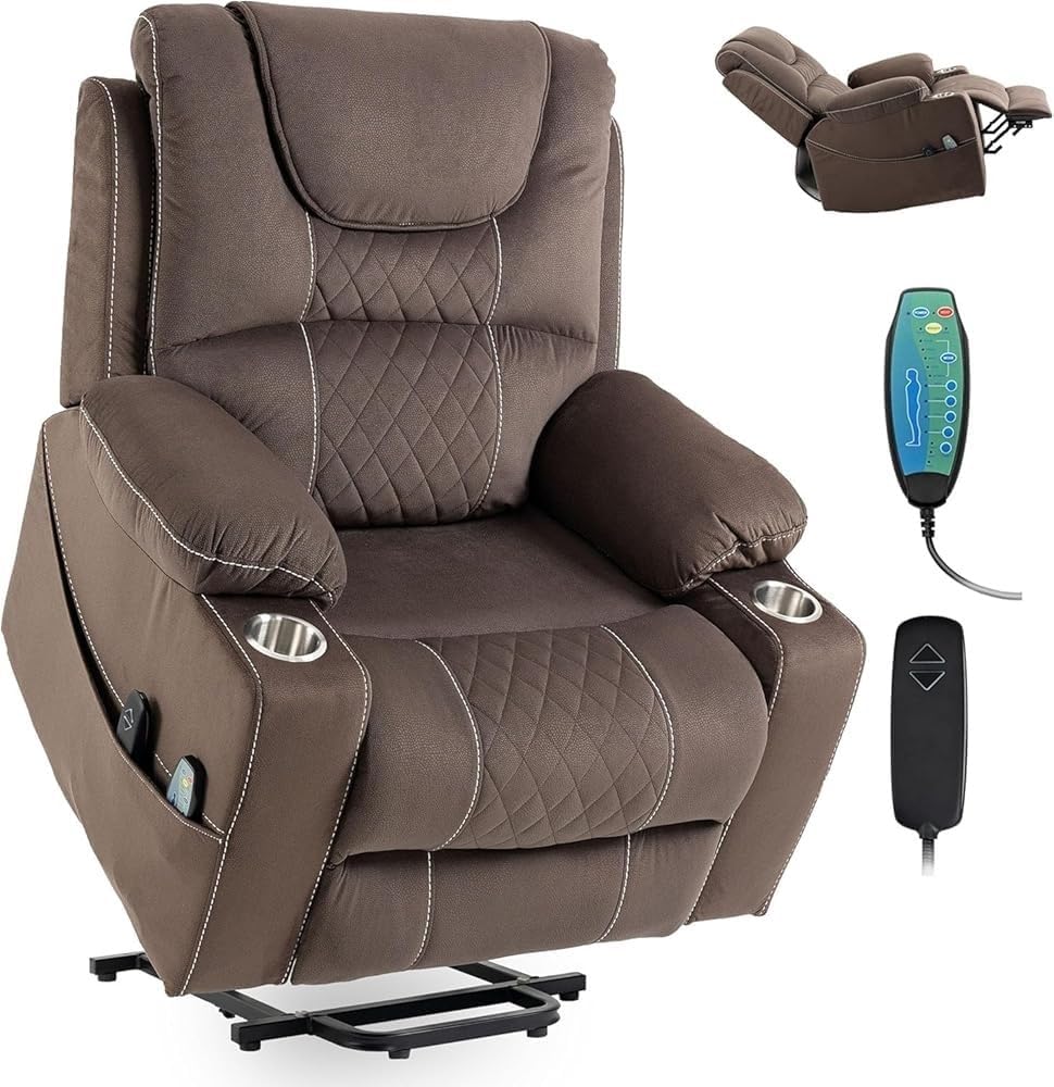 Comfortable Lift Chair for Elderly with Infinite Position Control Heat and Massage, Electric Recliners for Living Room, Recliner Chair with USB Port and Side Pocket